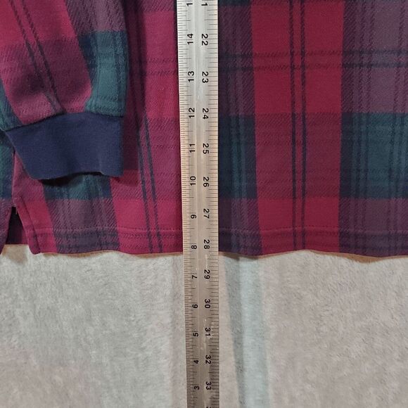 Land End Shirt Mens XL Red Rugby Plaid Polo Golf Performance Slit Vintage - Picture 4 of 8